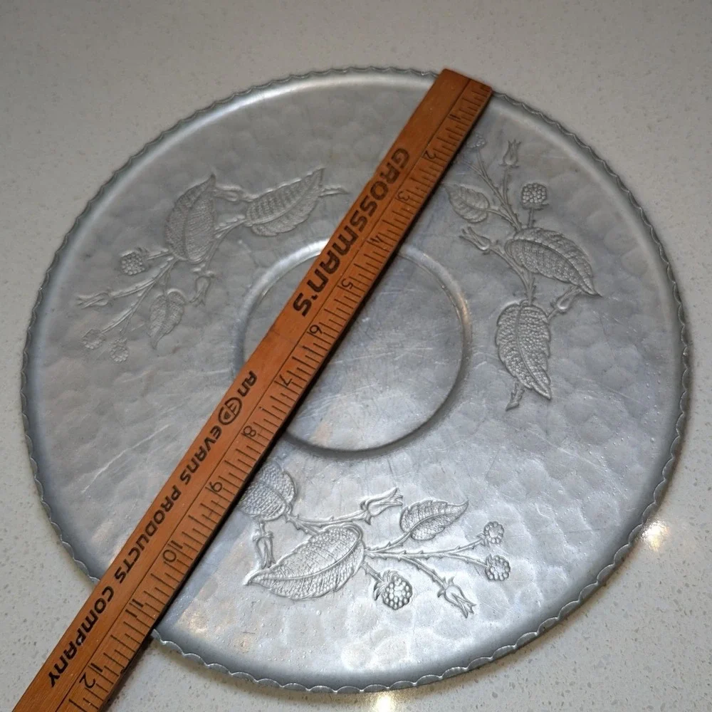 Farberware Platter Wrought Aluminum Floral Berry Design 11.5 Inch